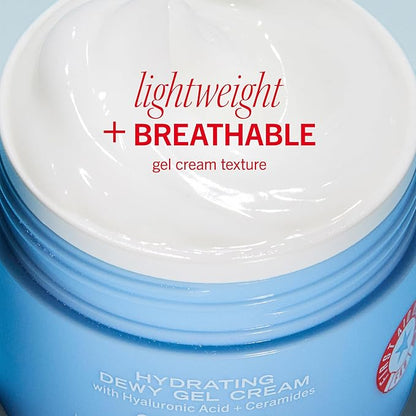 First Aid Beauty - Hydrating Dewy Gel Cream, Lightweight Oil-Free Facial Moisturizer with Hyaluronic Acid and Ceramides, Helps Reduce Excess Oil Build Up & Improve Skins Hydration, 1.7 oz