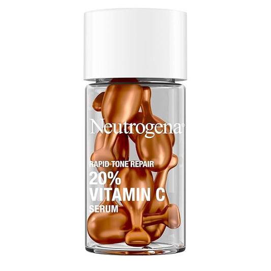 Neutrogena Rapid Tone Repair 20% Vitamin C Face Serum Capsules, Daily Facial Serum with Vitamin C to Help Brighten Skin Tone & Reduce Look of Dark Spots, 7 ct