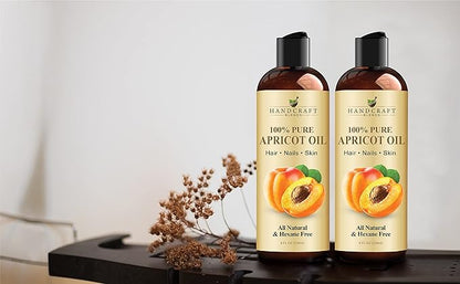 Handcraft Blends Apricot Kernel Oil - Cold-Pressed 8 Fl Oz - 100% Pure and Natural - Premium Grade Carrier Oil for Skin and Hair - Hair and Body - Massage - Hexane-Free