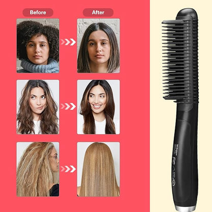 Ceramic Hair Straightener for Black Hair - Anti-Scald Design with 6 Temp Settings & Auto Shut Off, Salon-Quality Heat Protectant Styling Tool (Black)