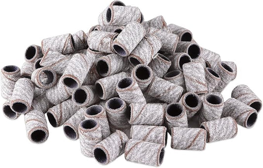 PANA 100 Pieces Large Nail Sanding Bands Professional Nail Manicure Great Fit for Nail Drill Bits for Acrylic Nails (100 Grit, Zebra)