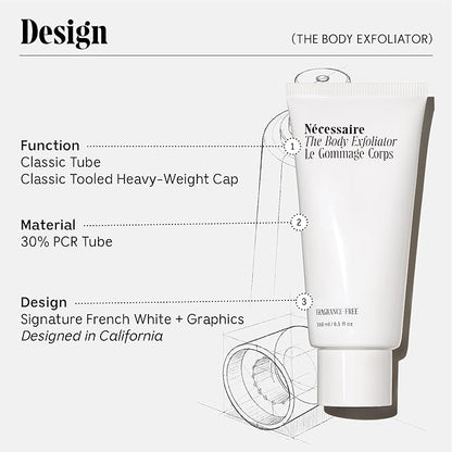Nécessaire The Body Exfoliator. Eucalyptus. AHA/BHA/PHA. Resurface Skin. Smooth KP and Rough Patches. Hypoallergenic. Dermatologist-Tested. 180 ml / 6.1 fl oz