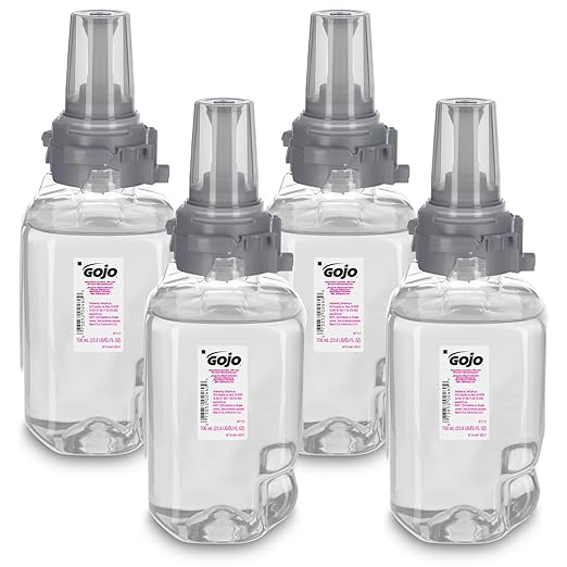 GOJO Antibacterial Foam Handwash, Plum Fragrance, 700 mL Foam Hand Soap Refill ADX-7 Push-Style Dispenser (Pack of 4) - 8712-04