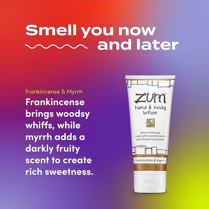 Zum Indigo Wild Hand & Body Lotion - Natural Hand Lotion for Dry Hands - Body Lotion for Women & Men - Body Moisturizers Include Shea Butter - Frankincense & Myrrh Scent - 6 fl oz (2 Pack)