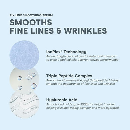 NuFACE FIX Serum - Line Smoothing Conductive Serum for Microcurrent with Triple Peptide, Hyaluronic Acid & IonPlex to Hydrate, Brighten and Enhance NuFACE Microcurrent Device Results (0.5 oz)