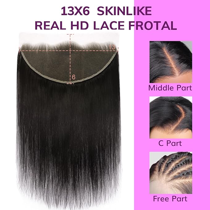 IDN BEAUTY SKINLIKE REAL HD 13x6 Lace Frontal Straight 22 Inch Bleached Single Knots Ultra-thin Frontal HD Lace Closure Virgin Human Hair 0.1 mm Pre Plucked Hairline