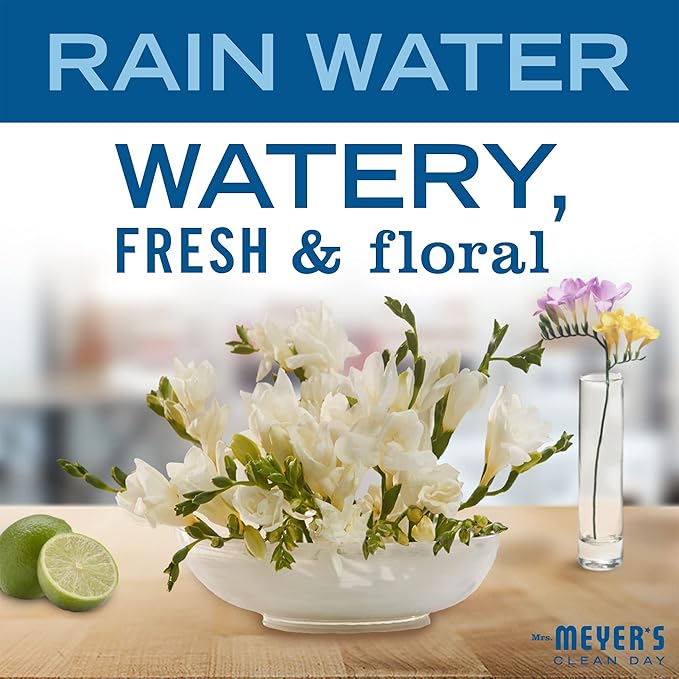 MRS. MEYER'S CLEAN DAY Hand Soap, Made with Essential Oils, Biodegradable Formula, Rain Water, 12.5 fl. oz - Pack of 3