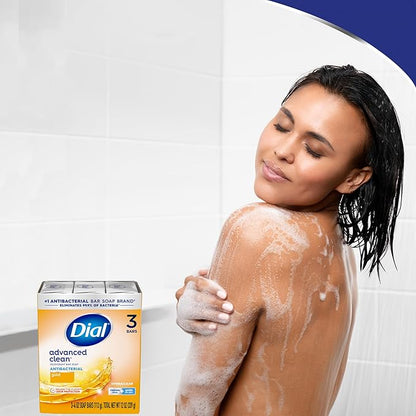 Dial Antibacterial Deodorant Bar Soap, Advanced Clean, Gold, 4 Oz, 32 Bars