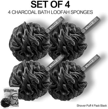 Shower puff 4 pack black