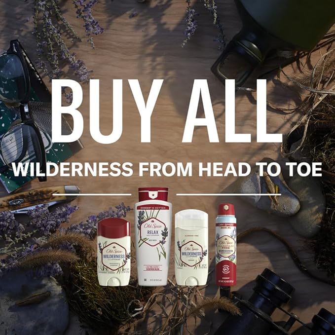 Old Spice Aluminum Free Dry Spray Men's Deodorant, 24/7 Odor Protection, Wilderness Scent of Lavender, 4.3oz (Pack of 3)