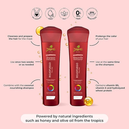 Naissant Deep Red Hair Toning Mask | Color Depositing | Moisturizes & Refreshes & Neutralizes Brassy Tones | Paraben, Ammonia & Sulfate Free | Pro-Vitamin B5, Olive Oil & Honey (Rojo Fuego) 10.1 Fl Oz