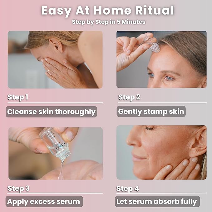 Micro Infusion System – 0.25mm 24k Gold Cosmetic Facial Stamp with Hyaluronic Acid & Peptide Serum Ampoules – At-Home Hydrating & Plumping Glow Kit for Face & Lips