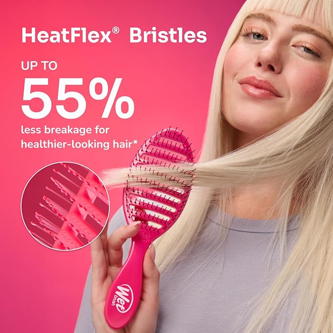Wet Brush Speed Dry Hair Brush - Black - Vented Design and Ultra Soft HeatFlex Bristles Are Blow Dry Safe With Ergonomic Handle Manages Tangle and Uncontrollable Hair - Pain-Free (Pack of 2)