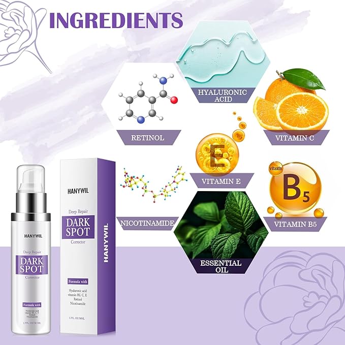 Dark Spot Corrector for Face & Body,Rapid Tone Repair Cream with Hyperpigmentation Treatment,Sun Spot, Age Spot & Melasma Remover,Dermatologist-Tested Brightening Retinol Serum (1.7 Fl Oz)