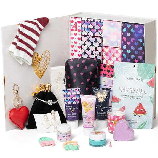 Thank You Gift Basket for Women Teens girls Gifts, Surprise Advent Calendar Bath Box Spa Gift, Birthday Gifts Self Care Kit, Fantasy Box Spa Gifts Shower baskets, Skincare Kit, Spa Gift for Daughter
