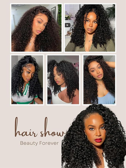Beauty Forever V Part Curly Wig Human Hair EasiContour Vpart Wigs No Leave Out Glueless Upgraded U Part Wigs for Women Clip In Half Wig None Lace Front Wigs Natural Color 150% Density 14inch