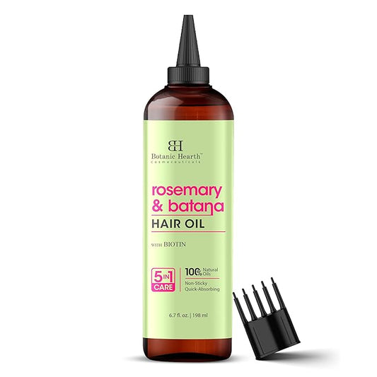 Botanic Hearth Rosemary & Batana Oil for Hair Growth (6.7 fl oz) | Revitalizing and Strengthening Hair Treatment for Fuller, Healthier-Looking Hair | Paraben Free | Suitable for All Hair Types