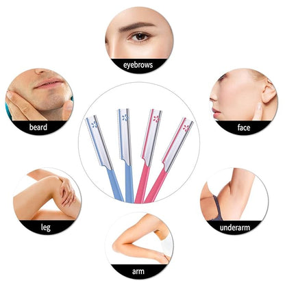10 Pieces Eyebrow Razor for Women Facial Shaver Razor Brow Shaper Eyebrow Trimmer Dermaplaner Shaping Tool with Cover (Pink)