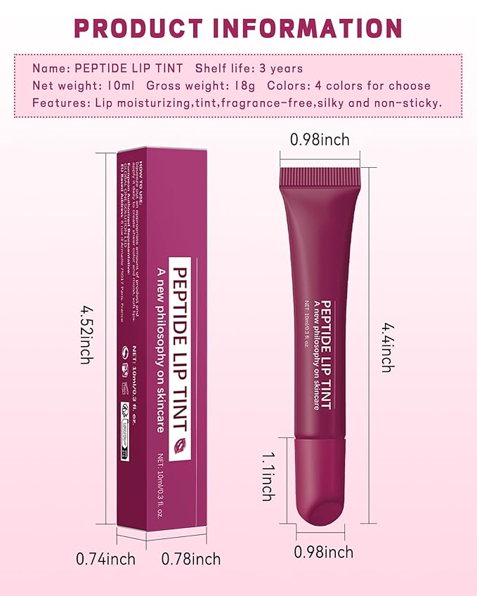 Tinted Lip Balm-2Pcs Rose-Gray Raspberry Peptide Hydrating Lip