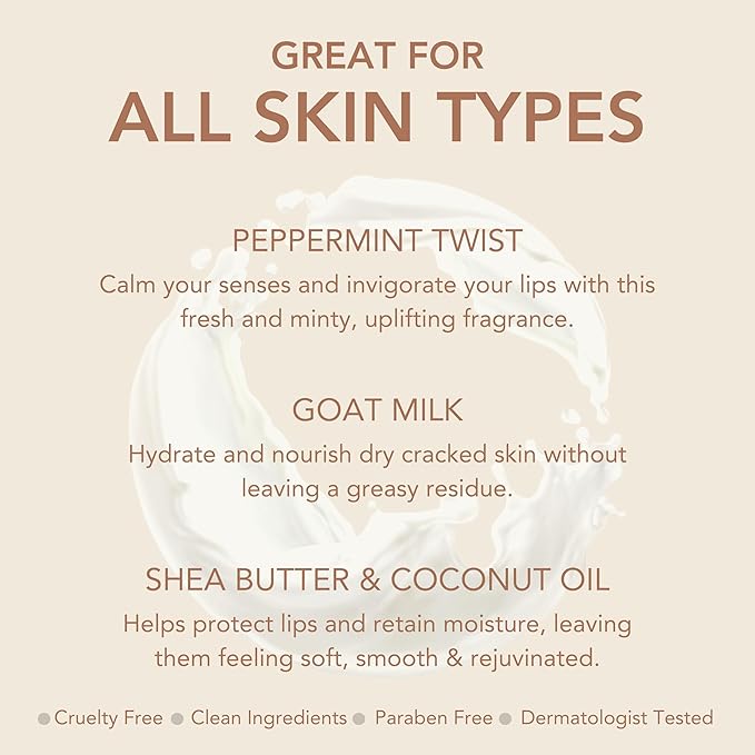 Dionis Goat Milk Skincare Peppermint Twist Holiday Lip Balm Gift Set - Beeswax, Shea Butter & Coconut Oil Lip Care Products Made in The USA - Cruelty Free Lip Moisturizer for Chapped Lips, 0.28oz 3Pk