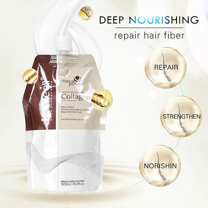Karseell Collagen Hair Treatment 16.9 Oz 500ml Deep Repairs Conditioner Argan Oil Keratin Hair Treatment for Dry Damaged Curly Bleached & All Hair Types