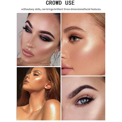 MEICOLY Baked Highlighter Powder Palette,Natural Face Highlighter Shimmer