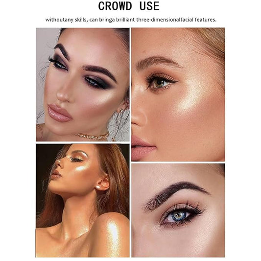 MEICOLY Baked Highlighter Powder Palette,Natural Face Highlighter Shimmer