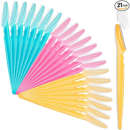 21 Pcs Eyebrow Razor, Multipurpose Exfoliating Dermaplaning Tool for Face, Facial and Eyebrow Shaper with Precision Cover for Women Men, Easy to Use