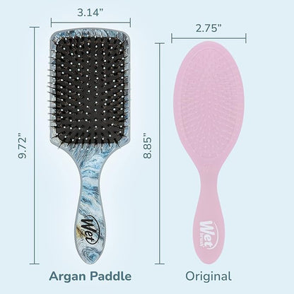 Wet Brush Paddle Shine Enhancer with Argan Oil, Distressed Wood - Ultra-Soft IntelliFlex Detangling Bristles with Boar Bristles For A Smooth & Shiny Finish - Pain-Free Hair Brush For Women & Men