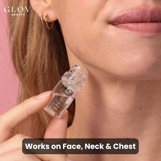 Micro Infusion System – 0.25mm 24k Gold Cosmetic Facial Stamp with Hyaluronic Acid & Peptide Serum Ampoules – At-Home Hydrating & Plumping Glow Kit for Face & Lips