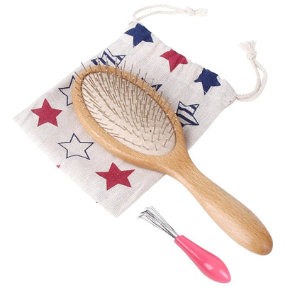 Hair Brush, Wooden Hairbrush with Metal Bristles, Stimulates Scalp for Hair Growth, Gift for Mother's & Father's & Friends, All Hair Types