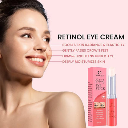 Retinol Under Eye Stick Balm: Cooling Eye Cream for Dark Circles Fine Lines Puffiness, Anti Wrinkle Hydrating Face Skincare in 3-4 Weeks