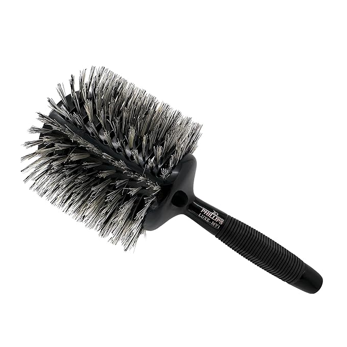 Phillips Brush Luxe Monster Vent 1 Professional Hair Brush (5” Diameter Barrel) – Black & Rose Gold Vented Hairbrush with Nylon Reinforced Boar Hair Bristles, Ergonomic Rubber Grip