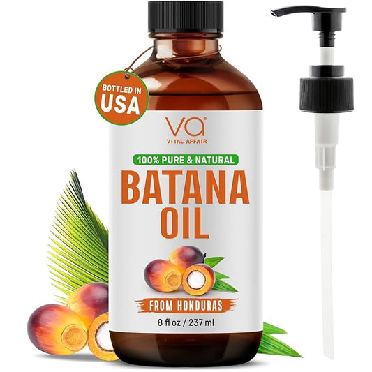Batana Oil For Hair Growth - 100% Raw Oil From Honduras - Glass Bottle - Rich In Essential Nutrients - For Strong & Shiny Hair - 8 FlOz