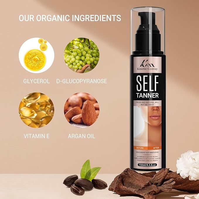 Self Tanner Tanning Lotion - Self Tanning Lotion for Body - Clean with Natural and Organic Ingredients Sunless Tanning Lotion Self Tanner For Fake Tan & Quick Tan, Medium to Dark