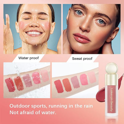 Liquid Blush, Soft Cream Face Blush, Velvet Liquid Blush Makeup Natural Matte Finish Looking, Long-Lasting, Smudge Proof, Moisturizing Lightweight Blendable Feel 05#