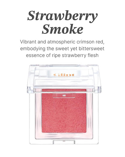 Glint Baked Blush (Strawberry Smoke, 0.08oz) - Long-Lasting, All-Day Face Blush Powder for a Natural Look. Korean Skin Care Makeup. Blendable Color for Eyes, Cheeks & Body.
