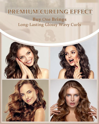 YEEGOR 1 1/4 Inch Curling Iron, Extra Long Ceramic Barrel Curling Iron for Long Hair Get Wavy Curls,Dual Voltage Hair Curler for Travel,Rose Gold
