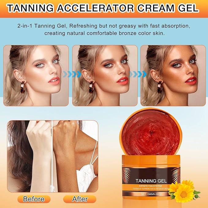 Luxury Intensive Tanning Gel,Brown Intensive Tanning Luxe Gel,Natural Tanning Accelerator Cream, Beauty Brown Tanning Gel for Natural Tan Skin,Tanning Cream for Sunbeds & Outdoor Sun(2pcs)