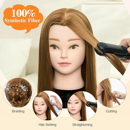 Neverland Beauty Mannequin Head, 24 Inch Cosmetology Doll for Hair Styling, Training Practice Braiding With Table Clamp and DIY Styling Set #27