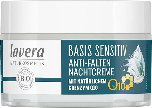 lavera Anti-Aging Night Cream with innovative natural composition of coenzyme Q10, jojoba oil & shea butter to fight wrinkles, fine lines & signs of skin aging while you sleep – 1.7 Oz