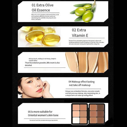Makeup Cream Contour Palette with Makeup Brush, 12 to Dark
