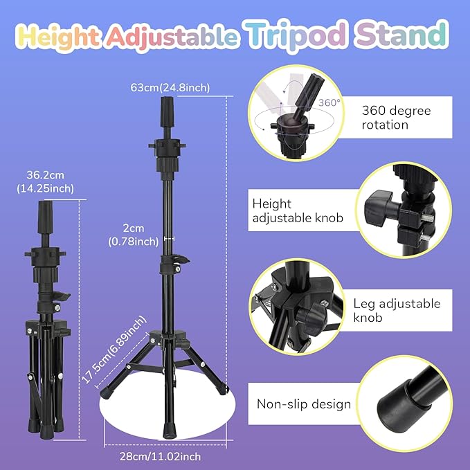 Neverland Beauty Mannequin Head with Hair with Tripod Stand, 20 Inch Cosmetology Manikin Practice Braiding Doll Head for Hair Styling, Training Head for Braiding Hairdressing for Kids