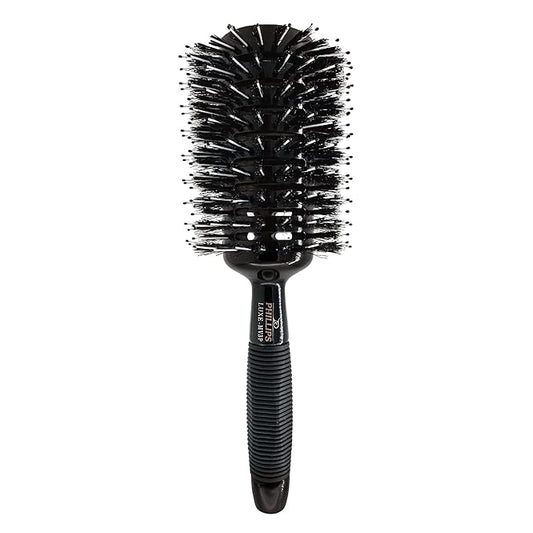 Phillips Brush Luxe Monster Vent 3 Poly-Tipped Professional Hair Brush (3.5” Diameter Barrel) – Black & Rose Gold Vented Hairbrush, Mixed Boar Hair & Poly-Tipped Nylon Bristles