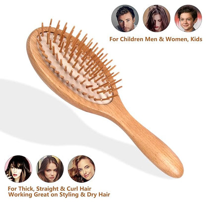 Wooden Bristle Hair Brush - Stimulating Scalp Massage for Hair Growth, Ideal Gift for All Hair Types