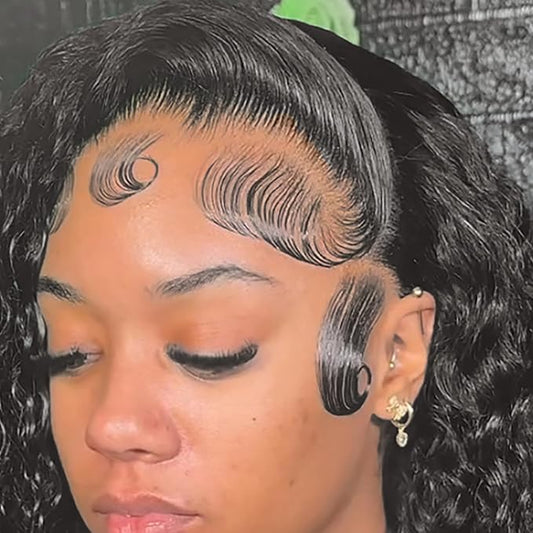 13x6 Ultra-thin SKINLIKE Real HD Lace Wig Deep Wave 30 Inch HD Lace Front Wigs Human Hair Pre Plucked Hairline Bleached Knots 200% Density Curly Water Wave Human Hair Wigs 0.10mm Invisible Lace