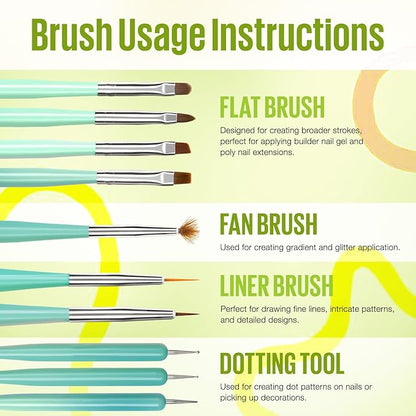 Mefa nail art brushes set,
