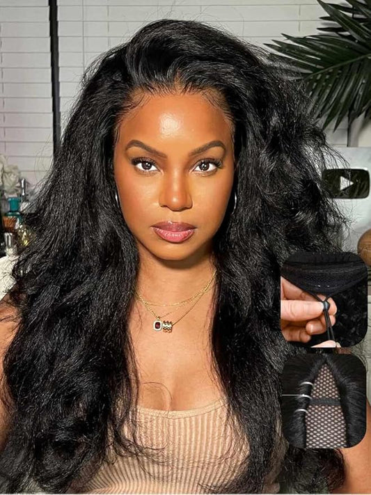 Beauty Forever V Part Wig Human Hair Kinky Straight EasiContour Vpart Wigs Upgrade U Part Wigs Glueless Full Head Clip In V Shape Wigs No Leave Out None Lace Front Wig 150% Density 22inch