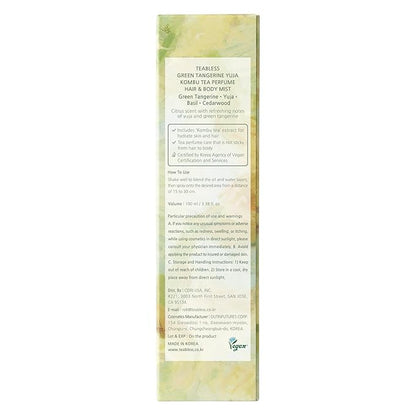 Green Tangerine Yuja Kombu Tea Perfume Hair & Body Mist, Hair & Body Perfume Spray for Dry Skin, Moisture Balance, Soothing, Nourishing, Long-Lasting Fragrance, Citrus Woody Scent