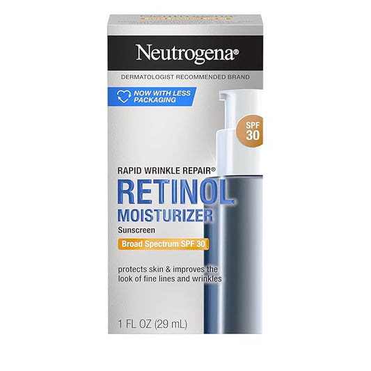 Neutrogena Rapid Wrinkle Repair Retinol Face Moisturizer with SPF 30 Sunscreen, Daily Anti-Aging Face Cream with Retinol & Hyaluronic Acid to Fight Fine Lines, Wrinkles, & Dark Spots, 1 fl. oz